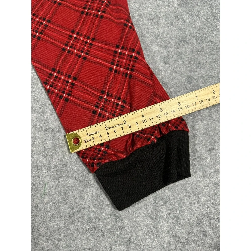 Maurices‎ Sleep Pajama Joggers 1X Red Plaid Ribbed Knit Drawstring Waist